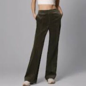 NWT Avec Les Filles Corduroy Whide Leg Elastic Waist Charcoal Trouser Pants Sz L